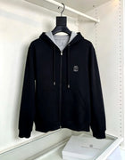 Italian BC Embroidery Old Money Style Men's Hooded Cardigan Sweater Casual Jacket