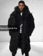 Men's Natural Sheepskin Coat Men Fur Coat Extra Long Full Skin Real Fur Jackets Luxury Mongolian Fur Coats