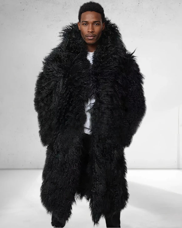 Men's Natural Sheepskin Coat Men Fur Coat Extra Long Full Skin Real Fur Jackets Luxury Mongolian Fur Coats