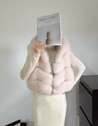 Fox Fur Sleeveless Vest Women Warm Winter Coat Plush Jackets For Women Neck Hat Coats Waistcoat Women's Vest Teddy Coat