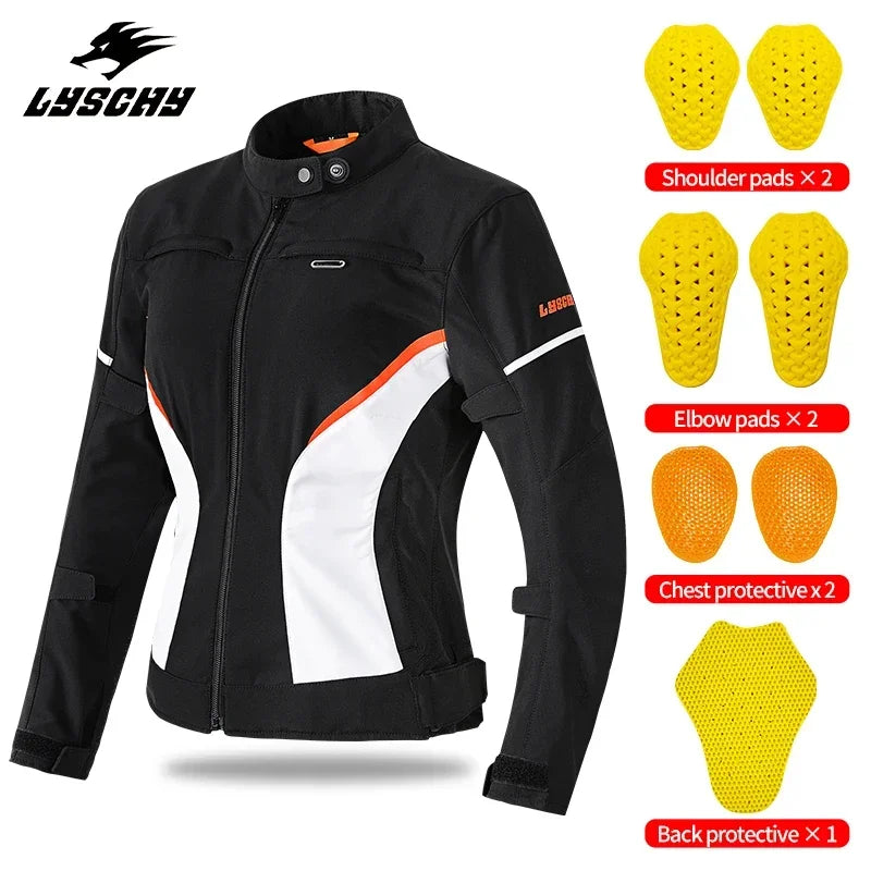 Women LYSCHY Winter Moto Jacket Waterproof Four Seasons Removable Warm Liner Riding Clothes Slim High-quality Motorcycle Jacket
