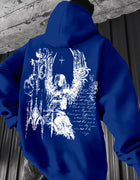 Men'S Dark Gothic Hoodie - Red Pullover Sweatshirt with Front & Back Graphic Prints, Regular Fit Hooded Sweatshirt for Everyday