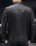 White Leather Jacket For Men 2023 Winter Male Business Simple Standing Collar Short Slim Coat Motorcycle Chaqueta Cuero Hombre
