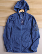 Outdoor Windproof Warm Knitted Fleece Jacket Men's Autumn Long Sleeve Casual Sports Coat with Hood Standard Fit Fashion Urban...