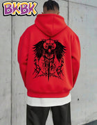 Men Casual Hooded Sweatshirt Retro Gothic Angel Wing Sword Thorn Art Print Y2K Dark Streetwear Hoodie