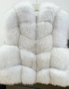Fox Fur Sleeveless Vest Women Warm Winter Coat Plush Jackets For Women Neck Hat Coats Waistcoat Women's Vest Teddy Coat