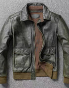 Top Layer Cowhide Leather Jacket A2 Air Force Flight Suit Men's Retro Old Leather Jacket Slim Fit Short Lapel Jacket