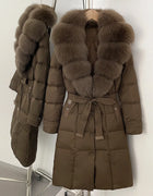 Warm Female Feathers Reality Fur Jacket White Duck Down Coat Women Waterproof Real Fox Fur Collar Autumn Winter Puffer Jacket