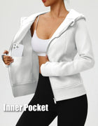 Spring Fleece Lining Sweatshirts Jacket Womens French Long Hoodies Full Zip Up Jacket Casual Streetwear Outdoor Coats