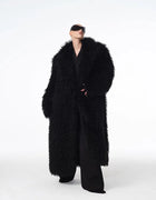Mauroicardi Autumn Winter Long Oversized Hairy Shaggy Soft Fuzzy Black Thick Faux Fur Coat Men Loose Casual Furry Overcoat 2025
