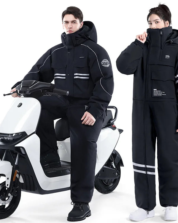 Winter Motorcycle Adults Jacket Windproof Plus Velvet Thickened Snowmobile Cycling Suit Ski Fishing Clothes for Men Women