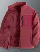 Winter Fleece Jackets Men Thick Warm Stand Collar Zipper Pockets Jacket Hiking Training Outwear Male Casual Loose Cargo Coats