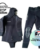Fleece-lined Wetsuit 5mm Neoprene Hunting & Fishing with  Front Zipper - 2pcs-set Diving Suit for Spearfishing Diving
