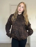 Vintage Chic Leopard Print Hoodie Casual Long Sleeve Loose Pullover Hooded Sweatshirts Lady Trendy Fashion High Street Outfit