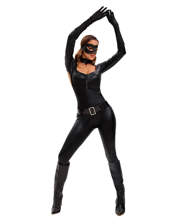 New Halloween Masked Superman Batman Cat Girl Cosplay Backless Black Cat Women's Tenue Ecoliere Sexy Role Playing Costume