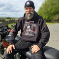 Old School Biker Hoodie  Black Motorcycle Rider Pullover Retro Skull Biker Sweatshirt Gift for Bikers  Iron Cross Design