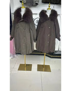 Winter women's new raccoon fur collar removable goose down clothing liner warm fur jacket female model catwalk coat