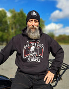 Old School Biker Hoodie  Black Motorcycle Rider Pullover Retro Skull Biker Sweatshirt Gift for Bikers  Iron Cross Design