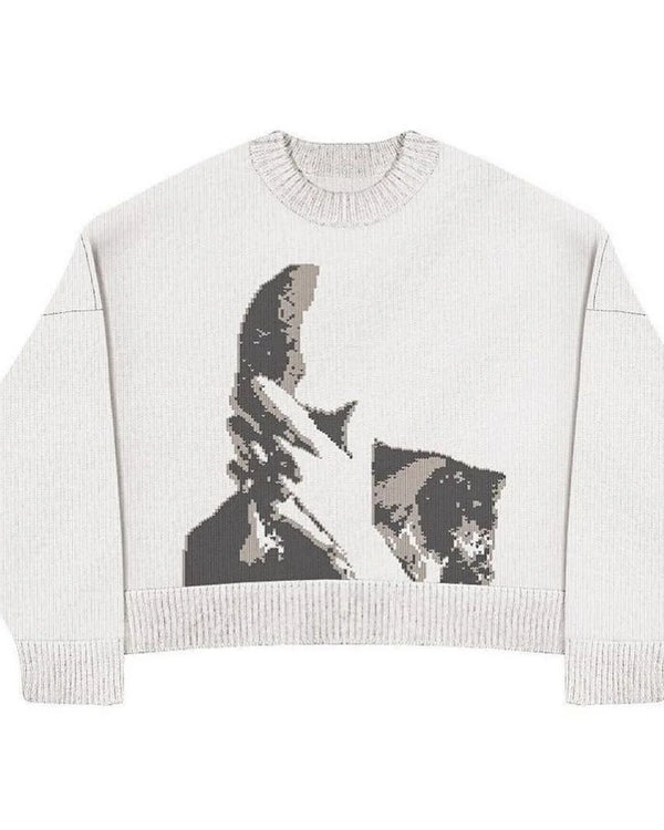 Autumn Winter Women Retro Pullover Sweater Fashion Long Sleeve Star Pattern Y2K Sweater Lady Casual Harajuku Knit Sweater Unisex