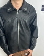 ER/D 25ss custom-dyed lambskin embroidered short wide leather jacket