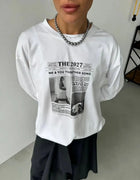 French Street Fashion Pure Cotton Long Sleeve Shirts Retro Letter Graphic Thin Sweatshirts Women Elegant Lady Tops Trendy Autumn