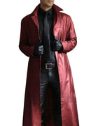 Plus Size Autumn Winter Long Faux Leather Jacket Men Collar Long Sleeve Single Breasted Leather Jacket Windbreaker Outerwear