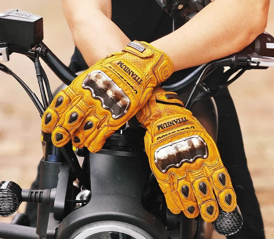 Uglybros Retro Leather Motorcycle Gloves Unisex Protective Shell Windproof Outdoor Riding Gloves Motorbike Summer And Winter