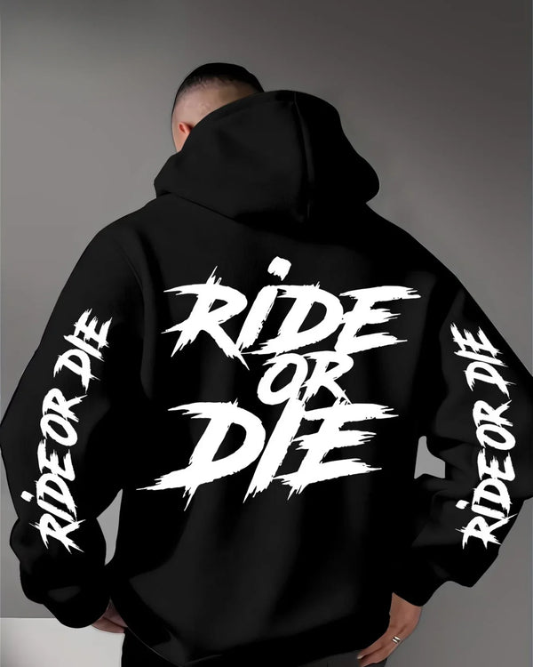 Men's Ride Or Die Graphic Hoodie Sweatshirt Oversized Streetwear Sportswear Pullover Casual Autumn Winter Hooded Top