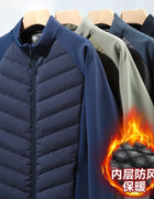 Men's Lightweight Down Jacket Long Sleeve Nylon Spandex Thermal Padded Outdoor Sports Casual Packable Liner Winter Coat