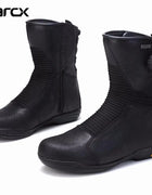 ARCX Black Motorcycle Boots Waterproof Men's Riding Shoes Real Cowhide Leather Ankle Protecion Motocross Off-Road Racing Gears