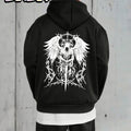 Men Casual Hooded Sweatshirt Retro Gothic Angel Wing Sword Thorn Art Print Y2K Dark Streetwear Hoodie