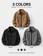 Men's Corduroy Jacket Snap Button Front Dual Flap Chest Pockets Turn Down Collar Long Sleeve Regular Fit Casual Shirt Jacket