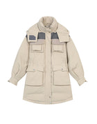 ELFSACK Design Utility Style Mid Length Hooded Down Jacket For Women