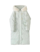 ALXNAN Light Green Down Jacket Women Thickened Warm Hooded Chic Buttons Loose-fit Coats 2026 Warm Long Jackets Female LXN32786