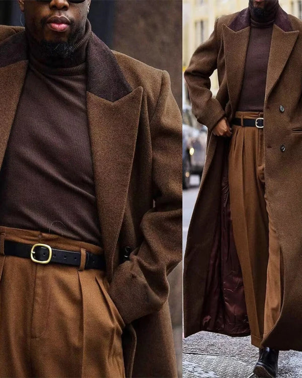 2025 New Luxury Winter Men's Suits Blazer 1 Piece Jacket Double Breasted Peak Lapel Long Coat Luxury Customized Male Clothing