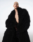 Mauroicardi Autumn Winter Long Oversized Hairy Shaggy Soft Fuzzy Black Thick Faux Fur Coat Men Loose Casual Furry Overcoat 2025
