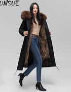 AYUNSUE Real Fur Coat Women Real Fox Fur womens Parka Liner Detachable 2025 Winter Clothes Warm Raccoon Fur Collar Шуба Женская