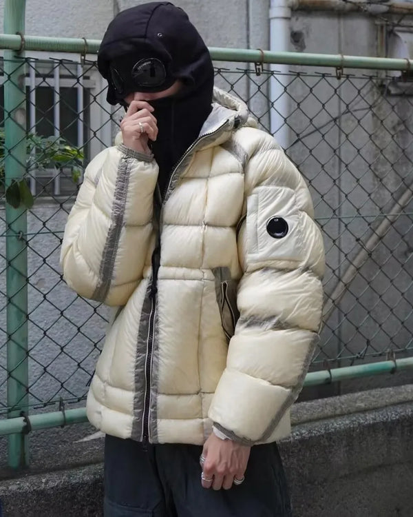 Warmth Street Style American CP Outdoor Functionality Plaid Embroidered down Cotton Jacket Hooded Long Sleeve Standard Fit