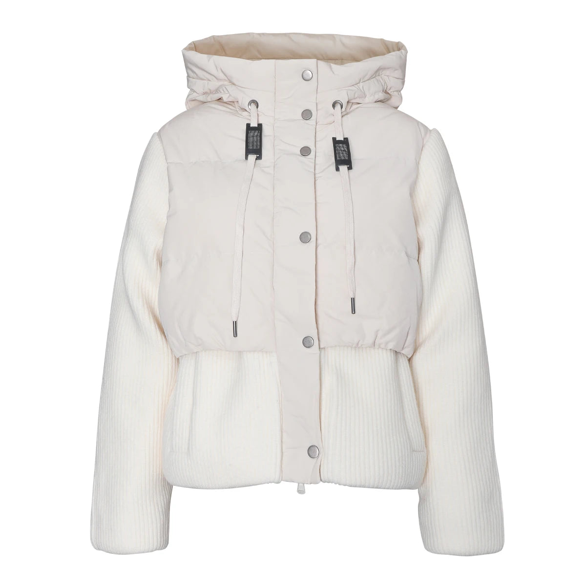 BC800 High Quality Luxury Wool Patchwork White Goose Down Jacket Winter Women's Clothing