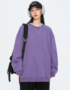 Autumn Oversized Purple Sweatshirts for Women Casual Streetwear Hoodies Women 2024 Female Long Sleeve Crewneck Pullovers Tops