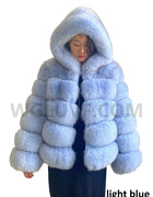 Luxury Real Fox Fur Coat Women Winter Thick Warm Hooded Fox FurJacket Short Bubble Real Fur Coats Outerwear  Genuine Fur
