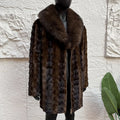 Cropped Mink Fur Coat With Fox Fur Collar Mid-length Natural Fur Coat Real Mink Fur Zippered Jacket Luxury Men's Winter Jacket