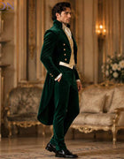 Elegant Men's Suits High Quality Velvet Frock Tailcoat Formal 3 Piece Jacket Pants Vest Customzied Wedding Male Clothing