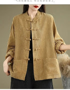 2026 New Retro Corduroy Jacket Women Spring Autumn With Improved Tang Style Loose Single-breasted Stand Coat Female Top