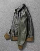 Top Layer Cowhide Leather Jacket A2 Air Force Flight Suit Men's Retro Old Leather Jacket Slim Fit Short Lapel Jacket