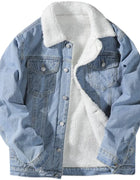 Men's Denim Jacket Autumn Winter Thickened Fleece Collar Cotton Jacket Loose Fit Warm Korean Style Lamb Velvet Lined Coat
