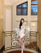 White Evening Party Shawl Real Fur Wrap All-Season Elegant Outerwear for Formal Real ostrich feather cape