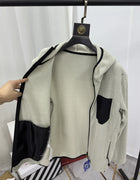 Outdoor Lightweight Warm Breathable Fleece Jacket Men's Casual Sporty Hooded Coat Standard Fit Polyester Spring Autumn