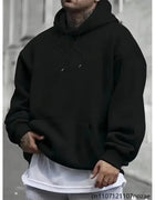 Men Oversized Hoodie Drop Shoulder Loose Fit Sweatshirt With Kangaroo Pocket Solid Color Pullover Long Sleeve Streetwear Casual