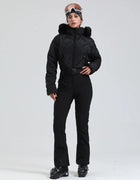 Gsou Snow Winter Women's Warm Down Snowsuit Outdoor Skiing Warm Waterproof Windproof Snowboard One-piece Suit Fashion Ski Suit